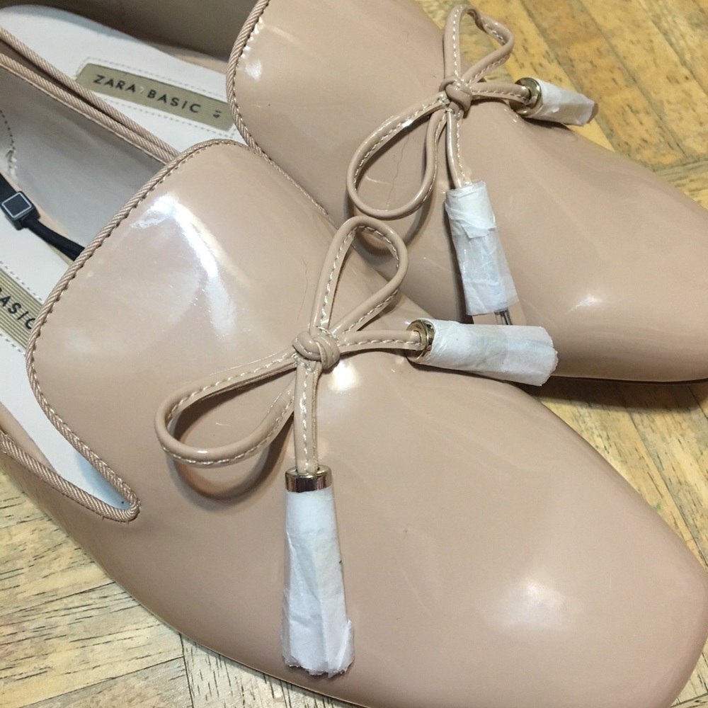 Zara patent loafers